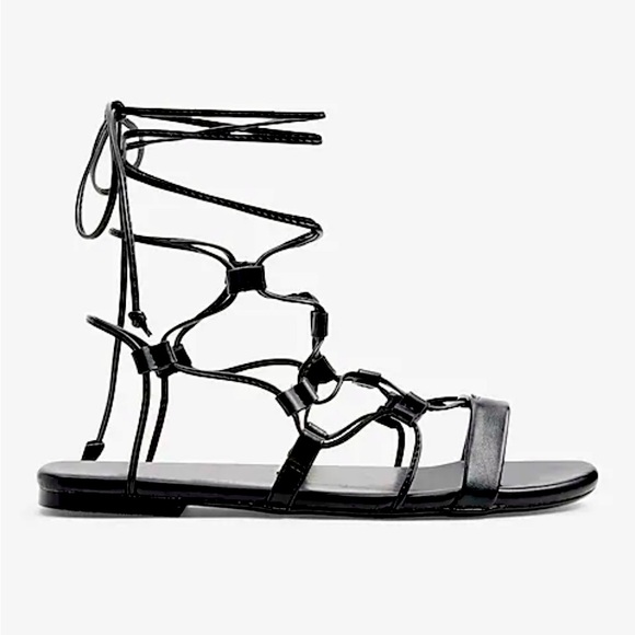 EXPRESS-NEW -Trendy tie-up gladiator sandals Color black, Size 6 - Picture 1 of 5